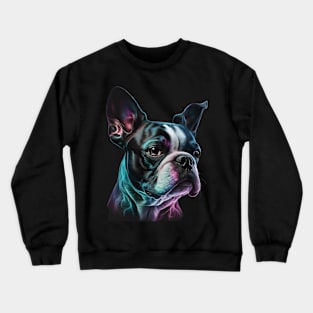 Neon Boston Terrier Dog Crewneck Sweatshirt